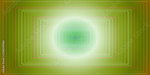 Obraz na płótnie Abstract glowing light effect surrounded by concentric rectangular frames in olive green hues