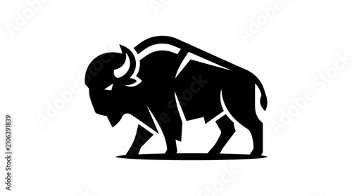 фотографія Black Silhouette of a Majestic Bison Standing Proudly.