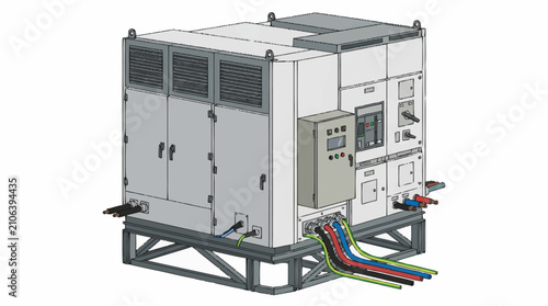 Foto Industrial electrical control panel with wiring connections.