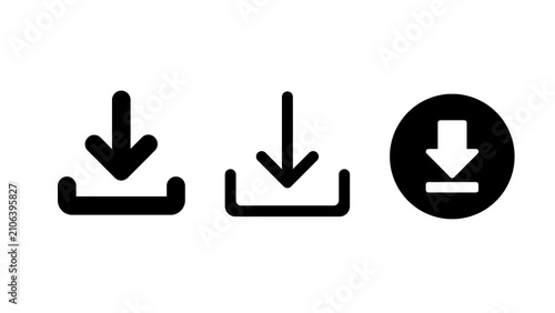 Minimal download icon isolated on transparent background. Modern PNG symbol for file download, apps, websites, UI, buttons, interfaces and graphic design projects.