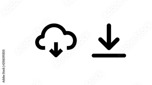Minimal download icon isolated on transparent background. Modern PNG symbol for file download, apps, websites, UI, buttons, interfaces and graphic design projects.