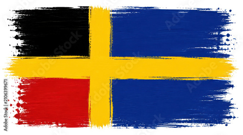 Aland flag painted with rough brush stroke effect