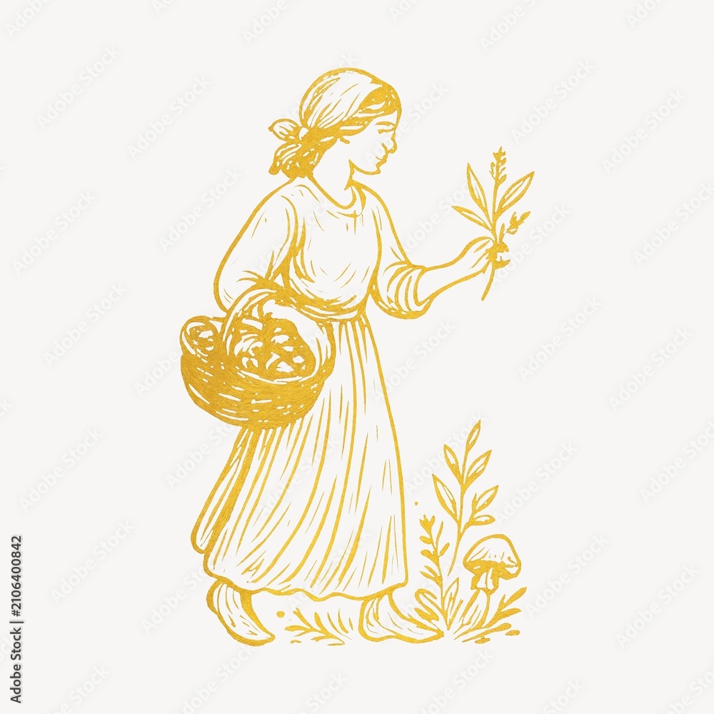 Obraz premium Vintage illustration of herbal gathering.