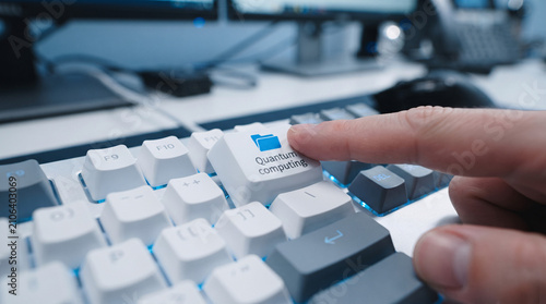 Quantum Computing Lab researcher pressing a key on a keyboard