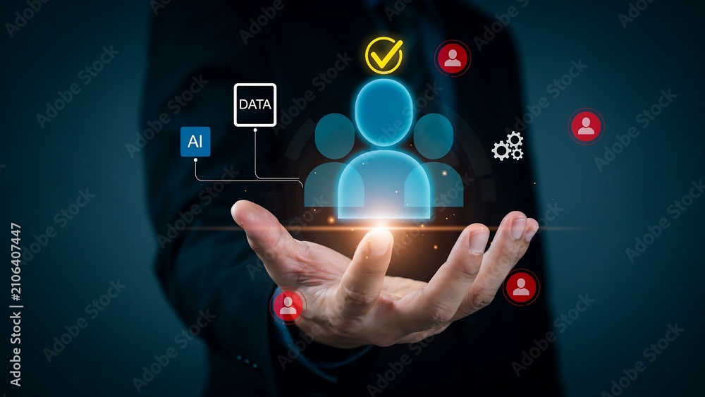 Fototapeta premium Human resource management and artificial intelligence data analytics networking concept