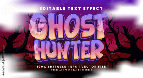 Editable ghost hunter 3d vector text effect. with modern style design