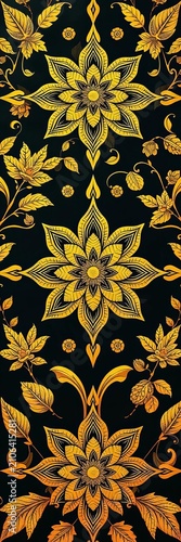 Luxury gold vector floral pattern featuring intricate design with abstract line arts, surrounded by nature background, gold, opulent