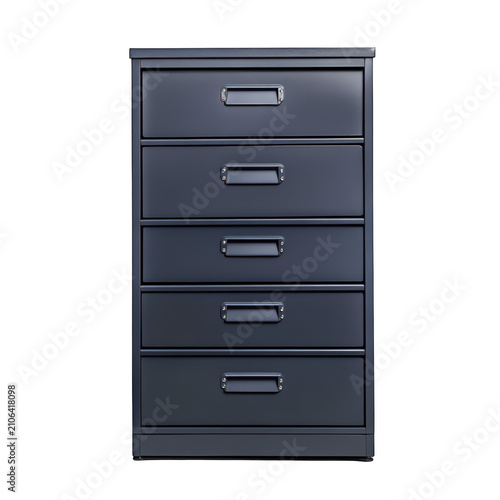 Dark Gray Metal Filing Cabinet Five Drawers Office Storage