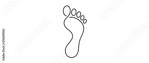 Quadro su tela Minimalist black line art footprint icon on white background