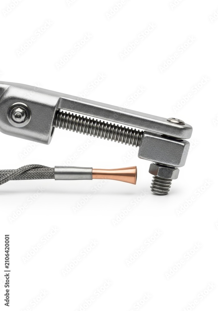 Fototapeta premium Precision Automotive Brake Line Flaring Tool in Action with Copper Tubing