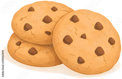 Chocolate Chip Cookies Isolated on Transparent Background