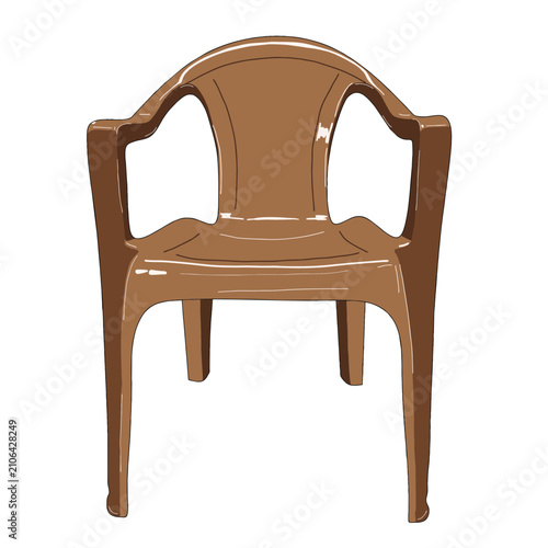 фотографія brown plastic chair with hand rest and backrest front view