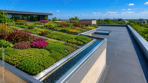 Green Roof Garden On Modern Sustainable Building