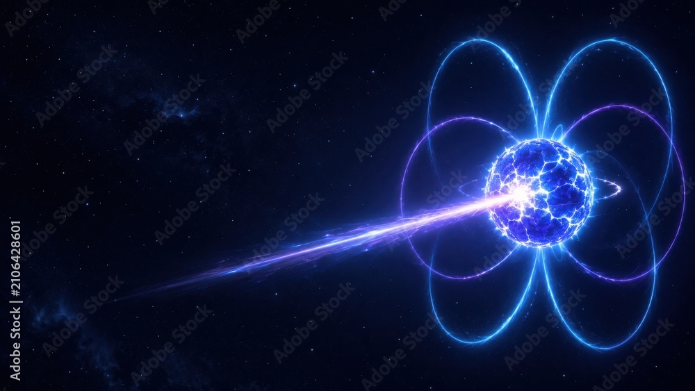 Fototapeta premium Magnetar Gamma Flare Beam In Deep Space