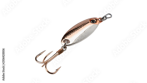 Tableau sur toile Metallic silver fish spoon lure hard bait fishing tackle isolated on transparent