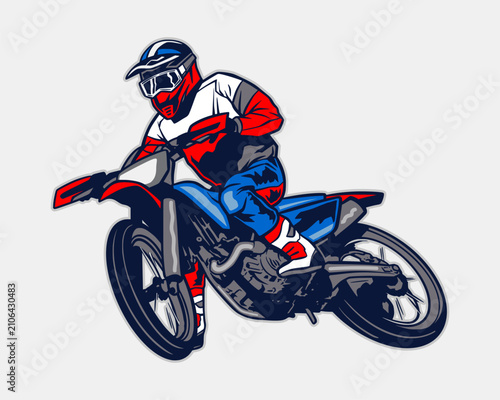 A skillful motocross racer, motocross rider ride the motor bike