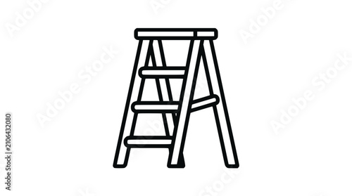 Simple line art icon of a wooden stepladder against a white background