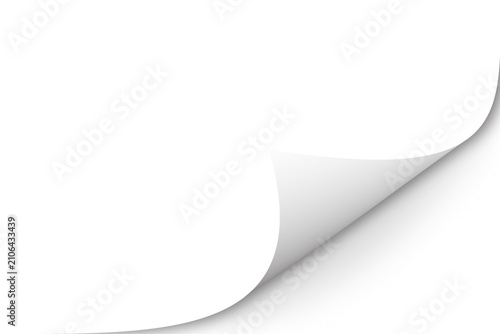 Curled Paper Corner On Transparent Background. Sharp Top Right Page Peel Fold With Drop Shadow. Realistic Sticker Edge Curl Design. Three Dimensional Paper Fold Illustration, Layout, sticker, color,