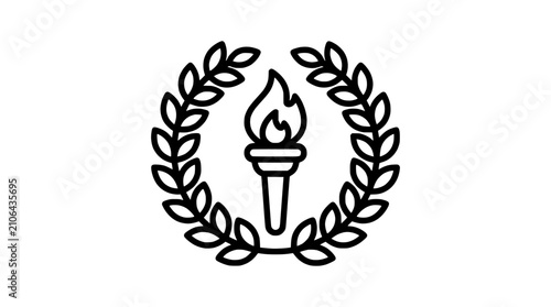 Laurel wreath with torch icon