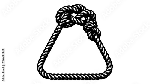 Foto Nautical Rope Knot Forming a Triangle Shape on White Background