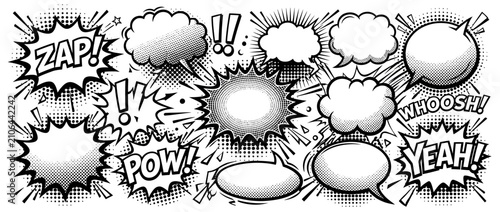 Photos Comic Book Speech Bubbles with Action Words
