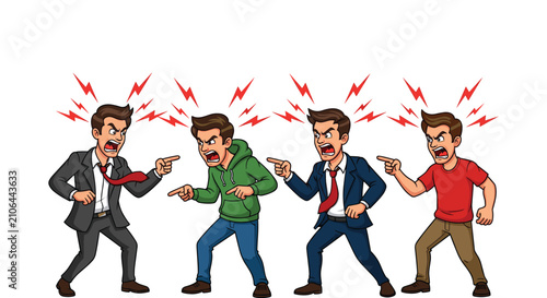 Tableau sur toile Angry men arguing and shouting at each other with argument fighting shouting