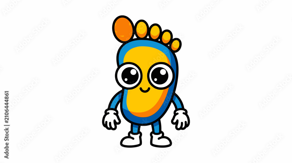 Fototapeta premium Cute Colorful Foot Character Cartoon Mascot Design for Pediatric or Podiatry Branding and Playful Healthcare Education