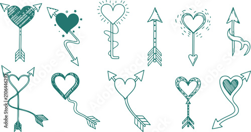 Картината върху платно Various red heart doodles on a pink background