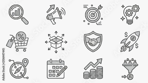 Принти на полотні Business and Financial Icons Collection.