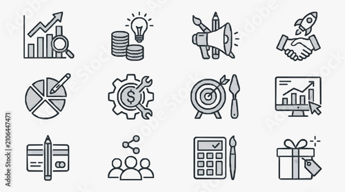 Принти на полотні Business and productivity icons collection.