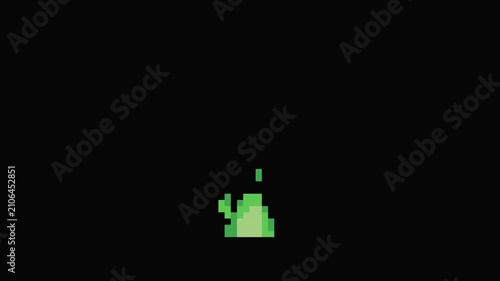 green flame idle in pixel art style with black screen background