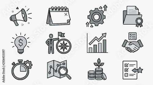 Business productivity icons set.