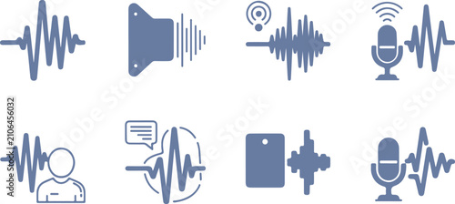 Canvastavla Blue Audio Waveform & Sound Icons Set