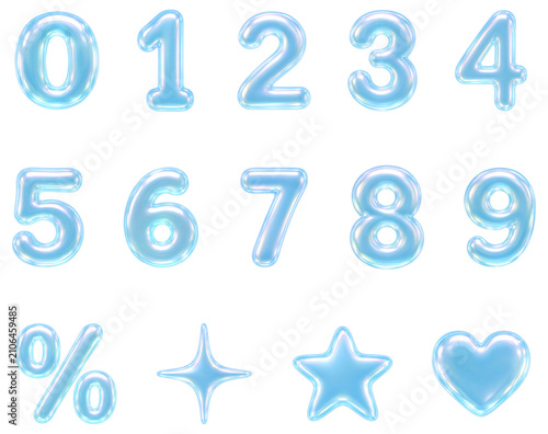 3d, number, 3d skyblue number