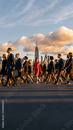 A Woman in Red Leads the Pa...