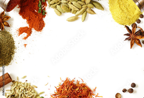 various spices - saffron, pepper, cardamom