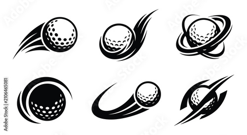 Golf Ball With Swirls Black Vector Illustration On White Background