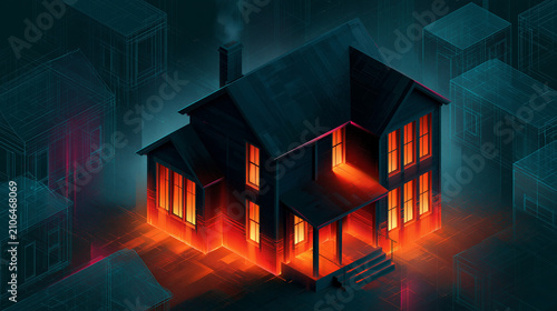 Eerie Glow: A solitary hous...