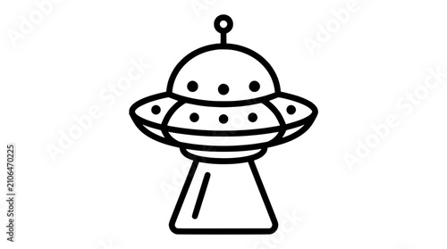Konstfotografi Retro flying saucer icon, simple outline UFO on white background