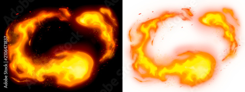 Konstfotografi 旋回する炎のエフェクト。火の玉のイラスト素材。