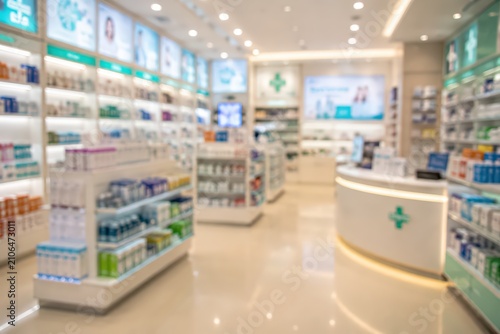 pharmacy interior blurred background medical drugstore retail shop healthcare medicine shelves pharmacy store aisle clinic pharmacy bokeh