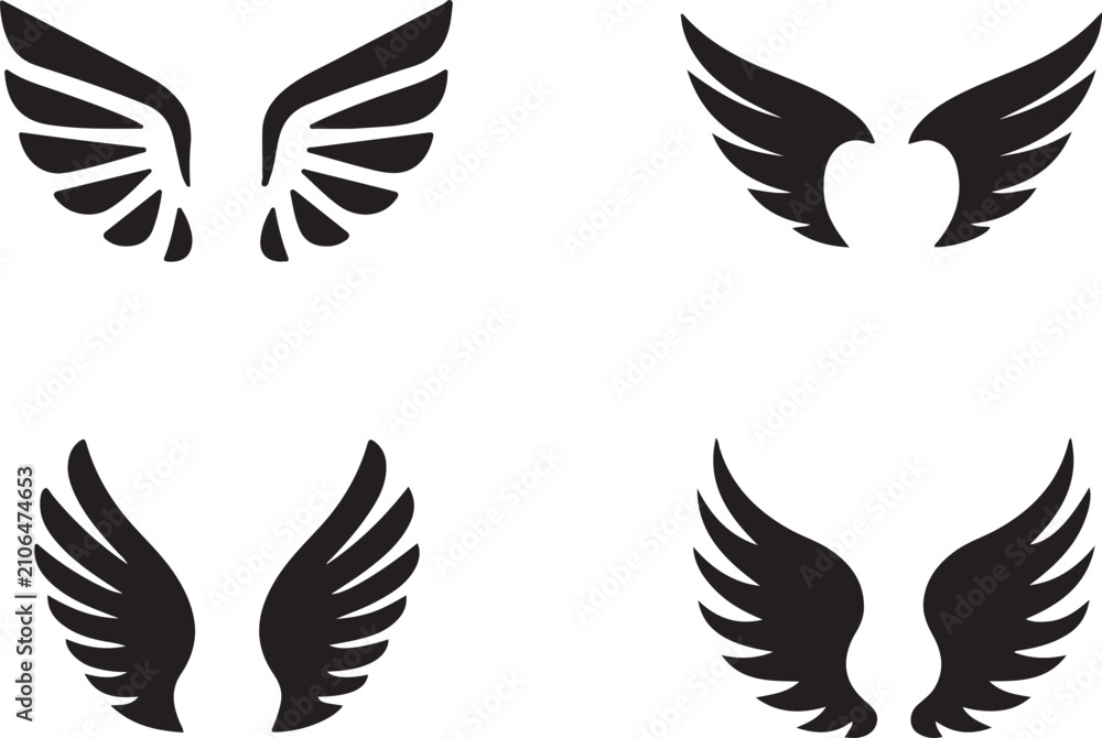 Fototapeta premium Vector Wings Collection: Diverse Stylized Designs