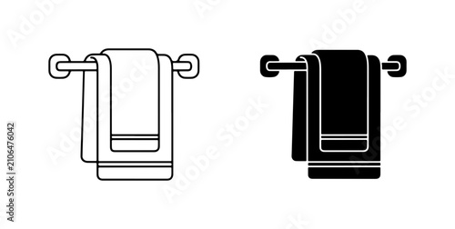 фотографія Two Towels on Rack Vector Icons, Bathroom Linen Set, Clean Fabric Symbol, Minima