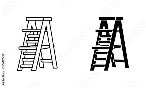Stepladder icon, foldable ladder vector, household tool graphic, construction equipment symbol