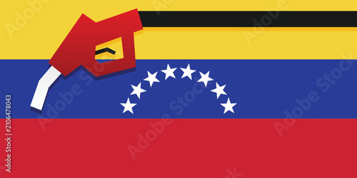 Fotografie Background fuel pump nozzle with Venezuelan flag