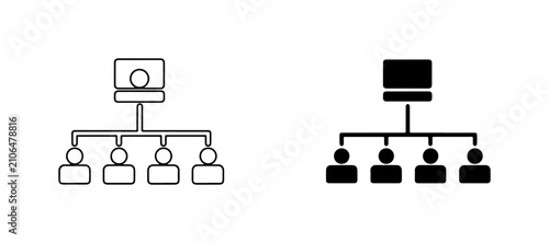 Quadro su tela Organizational Chart Icons, Team Structure, Hierarchy, Business Management, Netw