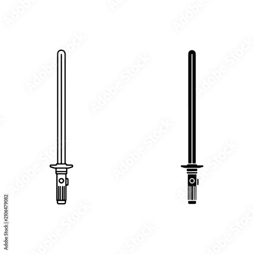 Bild auf Leinwand Sci-Fi Sword Icons, Futuristic Weapon Vector Graphics, Laser Blade Symbols, Scie