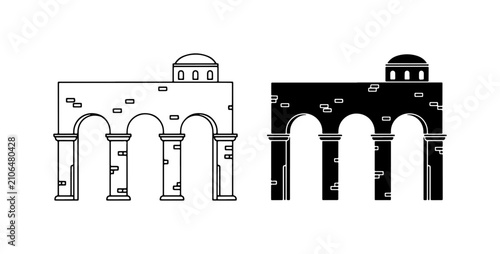 Tableau sur toile Ancient Roman Archway, Classical Architecture, Stone Ruins, Architectural Elemen