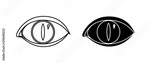 Bild auf Leinwand Cat Eye Vector Icons, Black and White Animal Eye Symbols, Reptilian Pupil Graphi