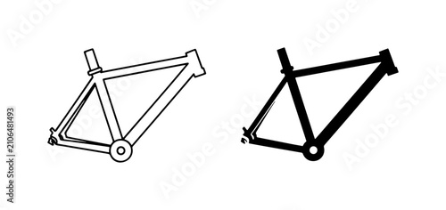 Bicycle Frame Icons: Outline and Solid Black Vector Graphics for Cycling Design